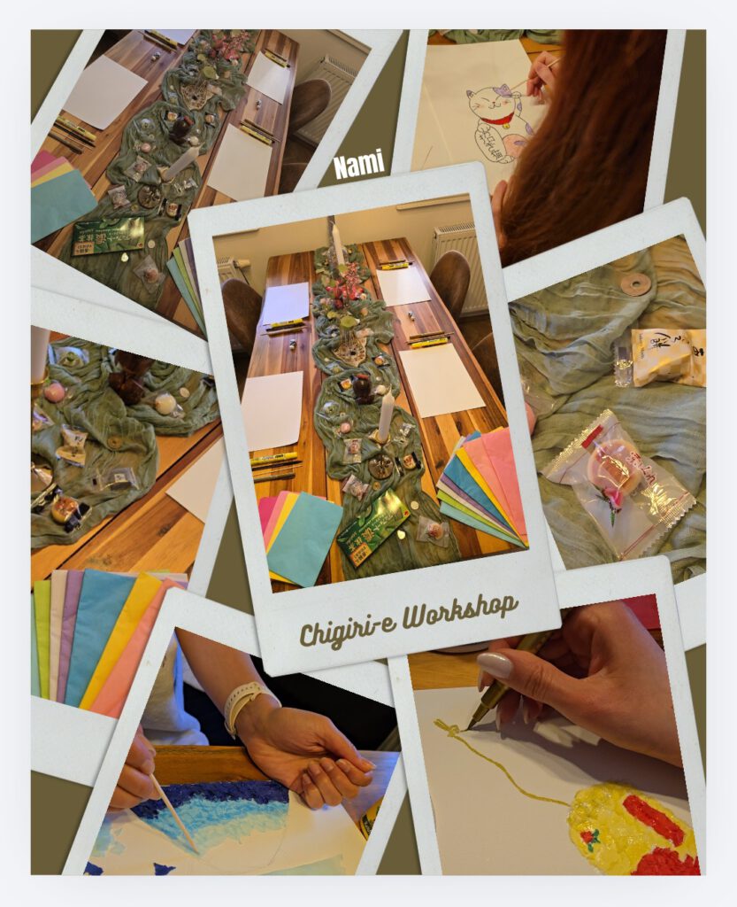 Fotos vom gedeckten Tisch und Anwenden der Chigir-e inspirierten Kunst