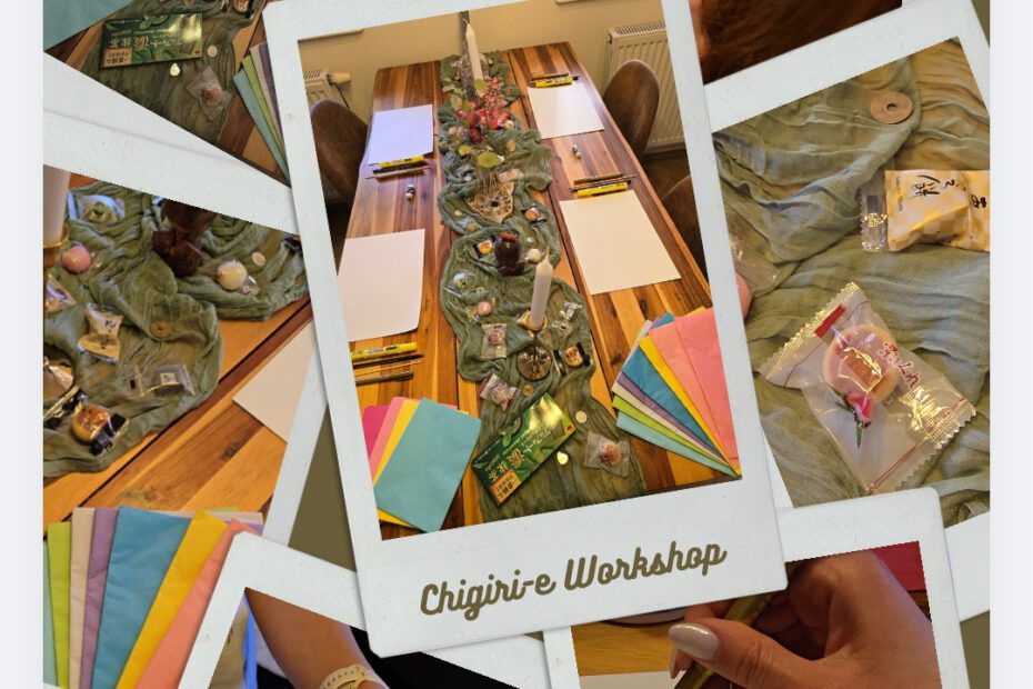 Fotos vom gedeckten Tisch und Anwenden der Chigir-e inspirierten Kunst